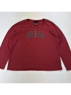 Harley Davidson Thermal Henley Shirt Women Size XXL Red Y2K